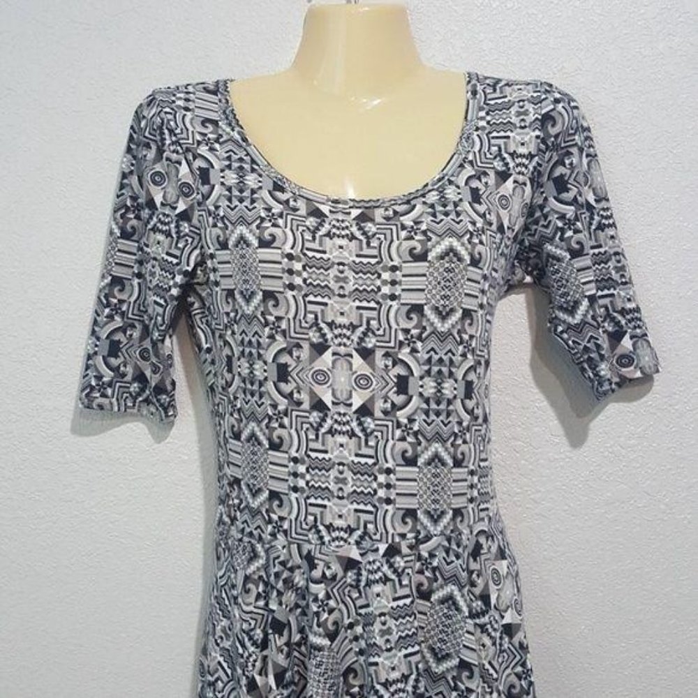 Lularoe Nicole Dress Gray Tones Geometric Size XS - Picture 3 of 8